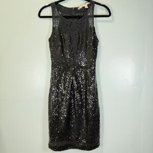 Chelsea & Violet Black Sequin and Lace Mini Dress Sz Small